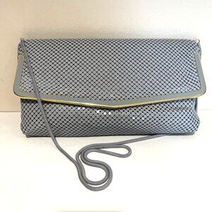 Vintage PELLE ITALIA OF ITALY Mesh Evening Bag Clutch with Chain Strap Gray EUC